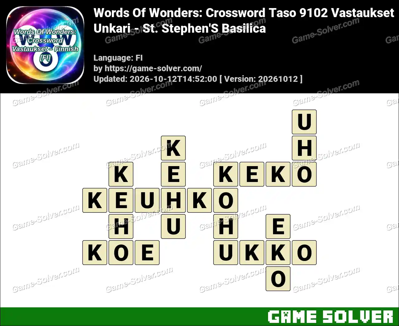Words Of Wonders: Crossword Taso 9102 Vastaukset – Unkari – St. Stephen’S Basilica